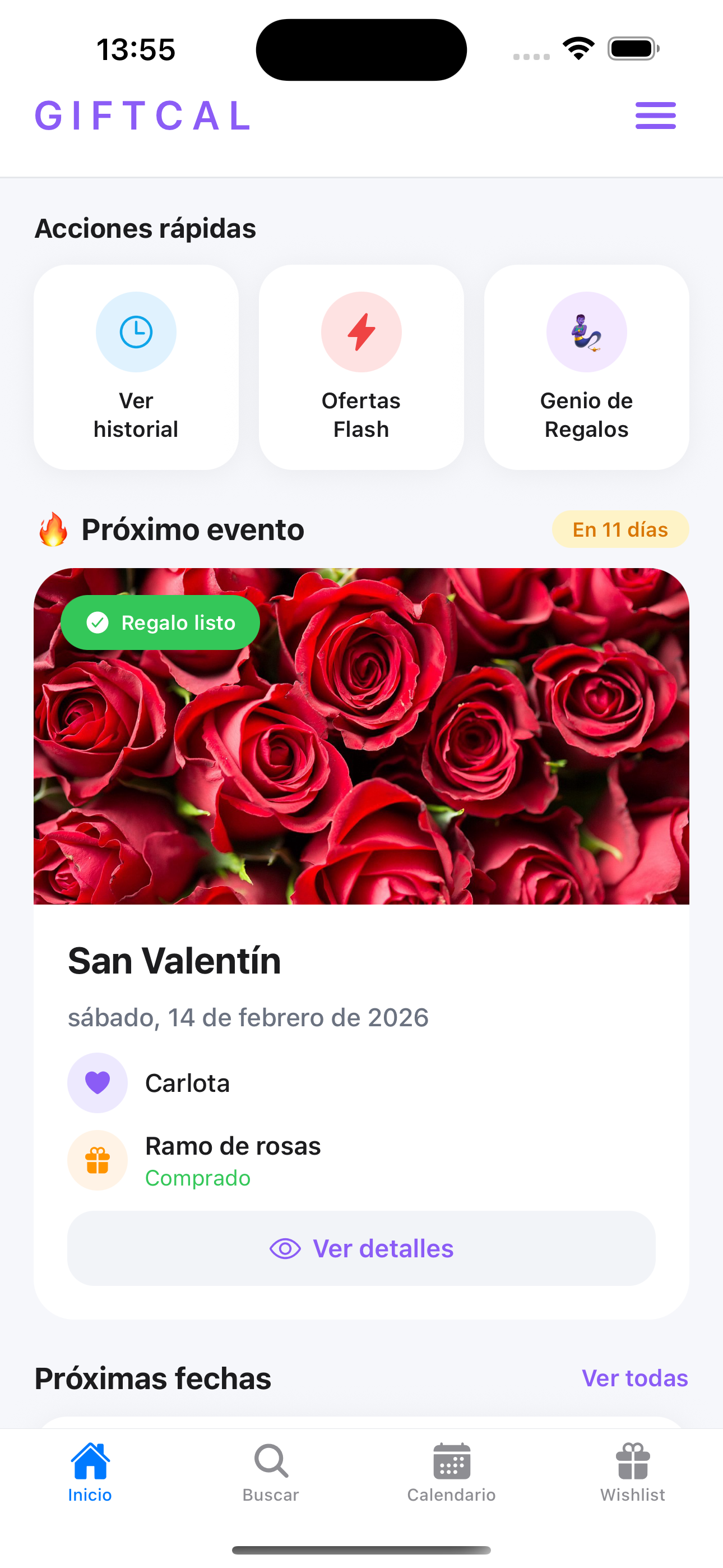Captura de pantalla de GiftCal